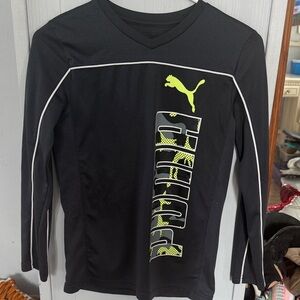 Puma Kids Black and Yellow Long Sleeve Tee